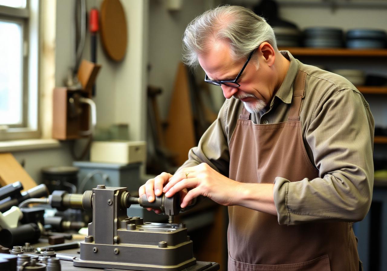 Meister bei präziser Arbeit am Werkstück